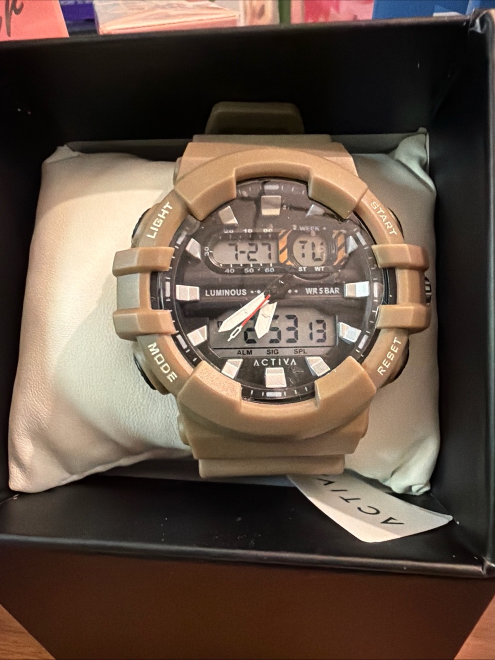 ACTIVA Luminous Digital-Analog Sport Watch in Tan
